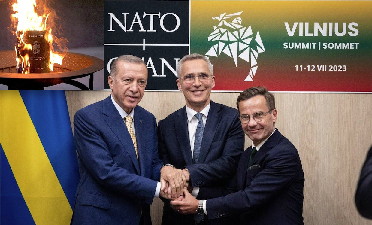 NATO’s Islamic Puppy Erdogan Hugs the Nation which Allowed the Burning of Quran in Contempt for Muslims