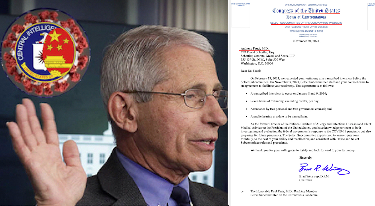 TOMORROW Fauci before US Congress Subcommittee on Pandemic to Testify on Sars-Cov-2 origin, Gain-of-Function Viruses