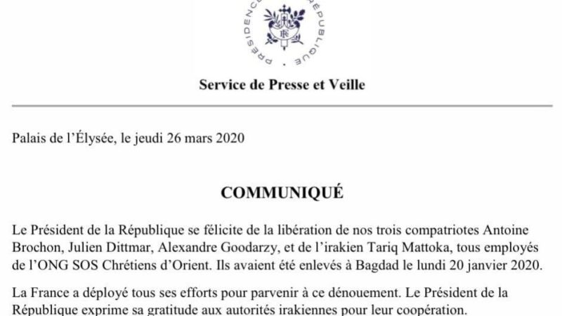 Freed Christian Ngo’s French Operators Kidnapped in Baghdad