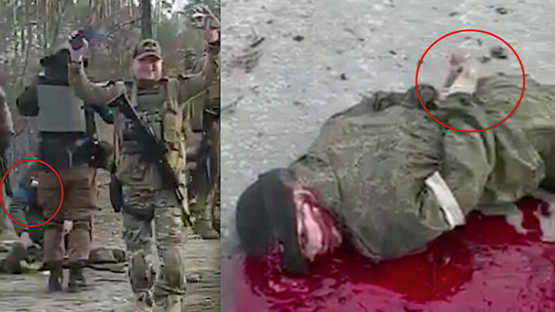 UKRAINIAN WAR CRIMES PROTECTED BY UE. Horrific Video shows Russian Bound Prisoner Murdered in the Street by Kiev Soldiers