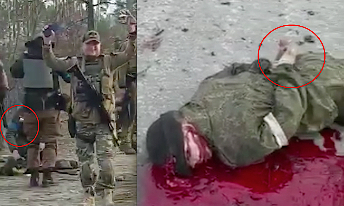 UKRAINIAN WAR CRIMES PROTECTED BY UE. Horrific Video shows Russian Bound Prisoner Murdered in the Street by Kiev Soldiers