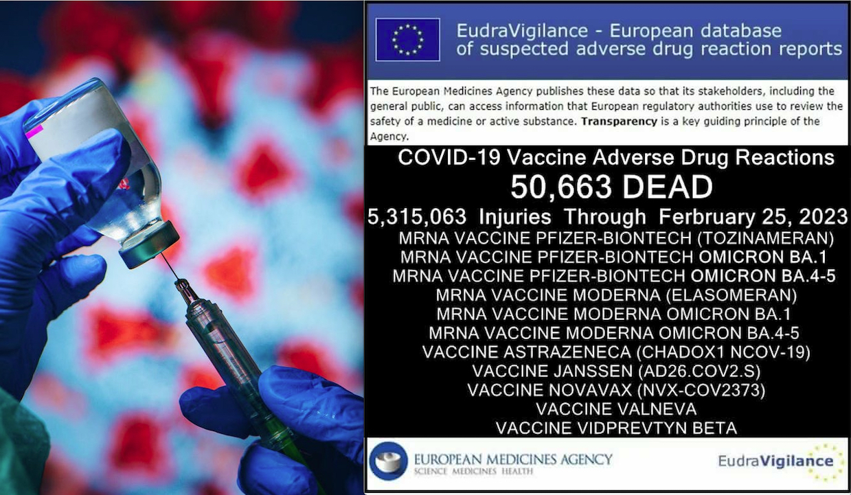 50,663 DEAD and 5,315,063 Injured Following COVID-19 Vaccines in European Database of Adverse Reactions