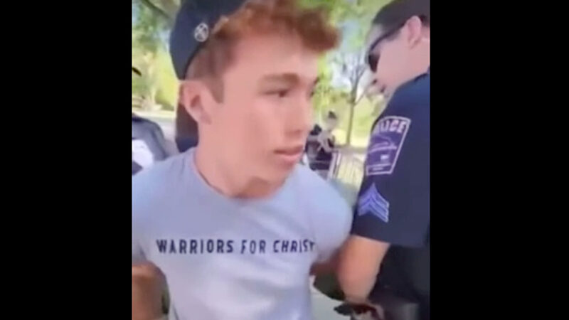 Young US Christian Arrested while Preaching on Public Opposing Drag Queen event among Children (video)