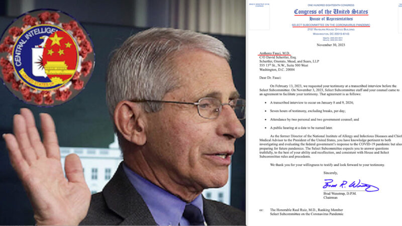 Fauci before Subcommittee on the Covid Pandemic to Testify on Sars-Cov-2 origin, Gain-of-Function Viruses and Vaccines Mandates