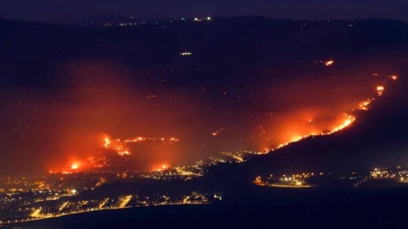 GOLAN HEIGHTS ON FIRE! Zionist Occupied land set Ablaze by Hezbollah rockets Storm