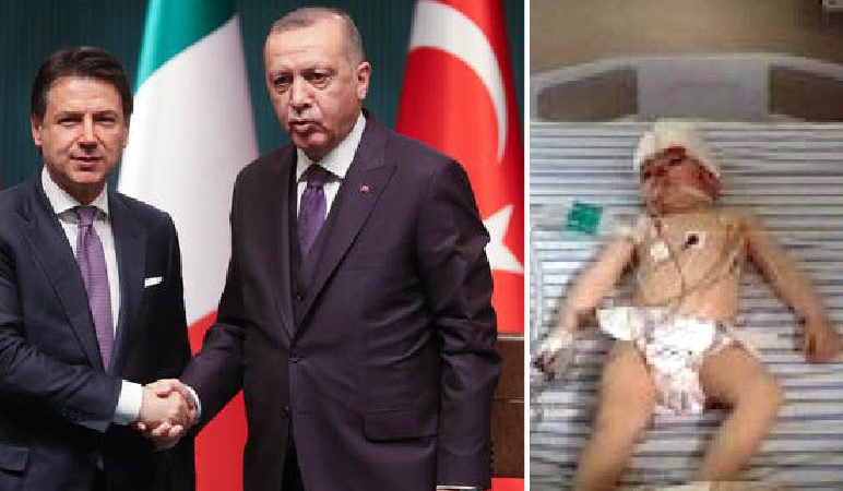 L’Italia abbraccia Erdogan per la LIbia: ma i jihadisti Turchi fanno morti e bimbi feriti in Siria