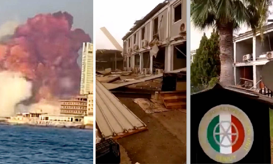 BEIRUT: BASE MILITARE ITALIANA DEVASTATA DALL’ESPLOSIONE. Video shock sulla caserma del soldato ferito