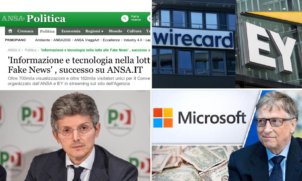 PANDEMIA: CONTRO LE FAKE-NEWS IL NETWORK DEL CRAC WIRECARD! Forum Ansa col sottosegretario PD ed EY-Ernst&Young (partner di Gates) sotto accusa in Germania