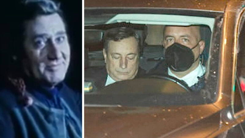 DRAGHI SMARCHERATO! In auto senza DPI… Si sente già come Sordi nel Marchese del Grillo: “Io so’ io e voi non siete un… ”