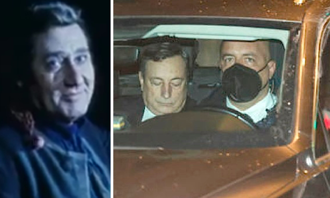 DRAGHI SMARCHERATO! In auto senza DPI… Si sente già come Sordi nel Marchese del Grillo: “Io so’ io e voi non siete un… ”