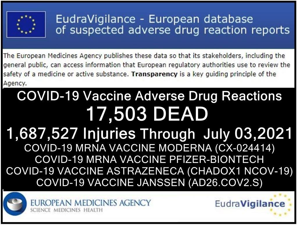 PIU’ DI 17MILA MORTI DOPO I VACCINI COVID NEI PAESI UE. Il 49 % di 837mila Reazioni Avverse sono Gravi!