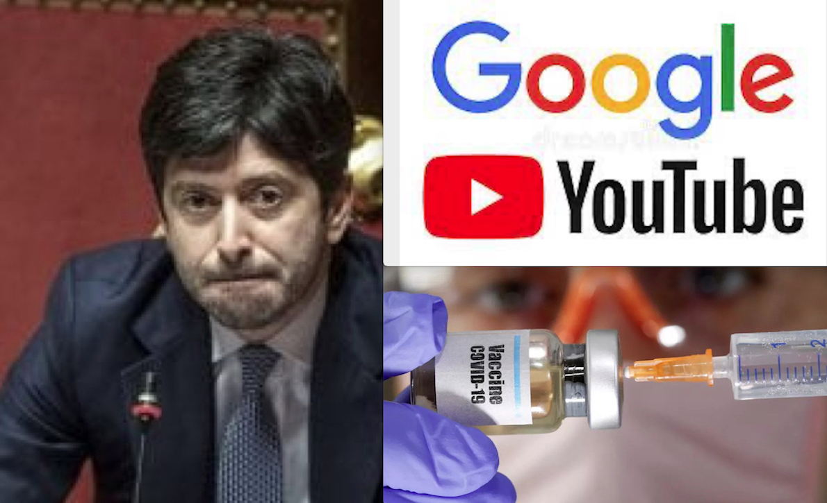 CENSURA DI STATO CON PARTNER DEI VACCINI ANTI-COVID! Vergognoso Accordo del Ministro Speranza con Google e YouTube