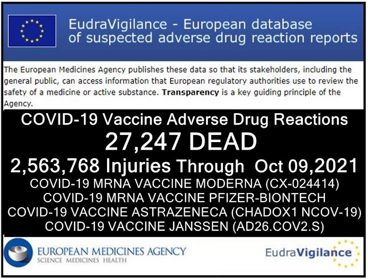 27MILA MORTI DOPO I VACCINI NELL’UNIONE EUROPEA. Oltre un Milione di Reazioni avverse Gravi!