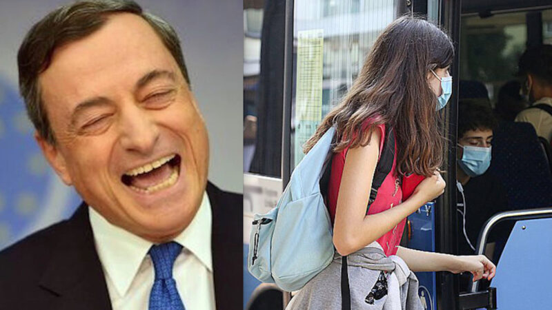 GREEN PASS PER BUS, TRAM E METRO’: Vile Trucco di Draghi per Vaccinare Studenti Over 12 Poveri