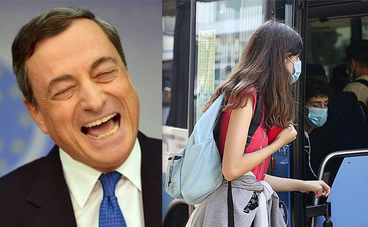 GREEN PASS PER BUS, TRAM E METRO’: Vile Trucco di Draghi per Vaccinare Studenti Over 12 Poveri