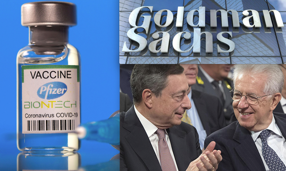 PFIZER: AFFARI CON GOLDMAN SACHS, INTRIGHI CON GLI EX MANAGER DRAGHI & MONTI. Nel Cda della Big Pharma anche ex vicepresidente della Banca