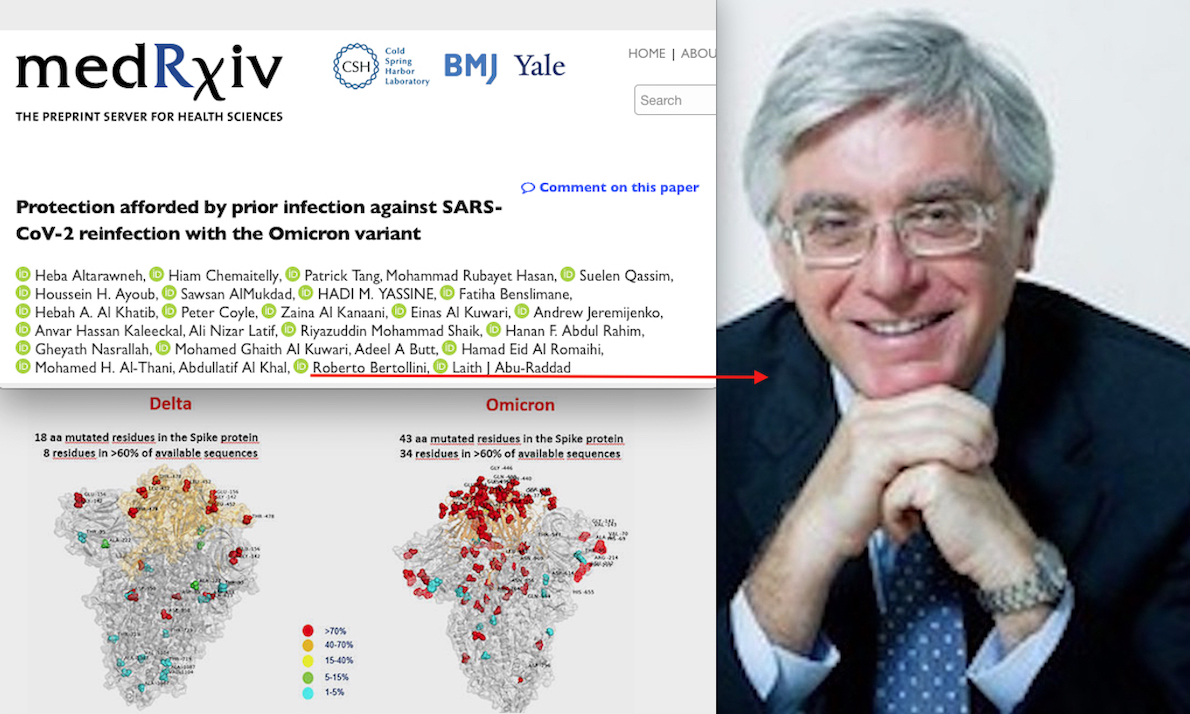 “PROTETTI DALL’OMICRON I GIA’ INFETTATI COVID”. Immunità Naturale Confermata da Scienziato Italiano Consulente del Qatar