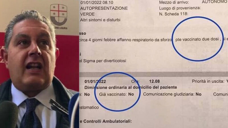 TERAPIE INTENSIVE: VACCINATI CON 2 DOSI CLASSIFICATI NO-VAX. Toti: ”In Ospedale Positivi al Covid dopo il Ricovero”