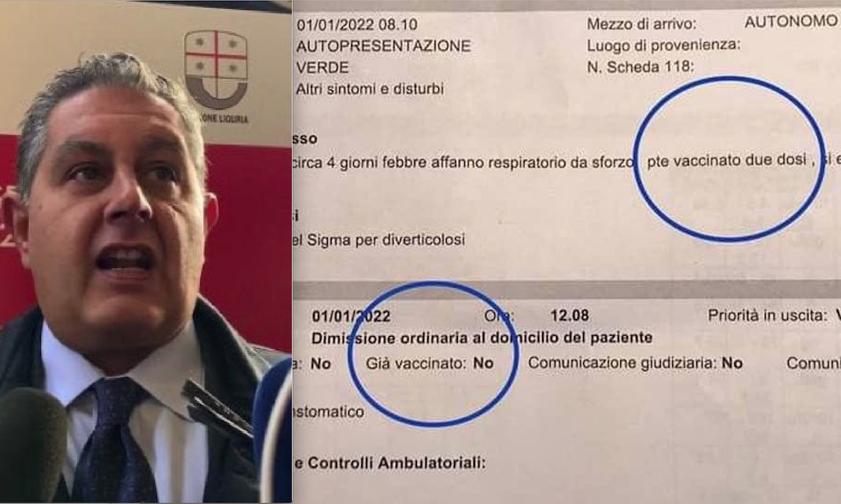 TERAPIE INTENSIVE: VACCINATI CON 2 DOSI CLASSIFICATI NO-VAX. Toti: ”In Ospedale Positivi al Covid dopo il Ricovero”