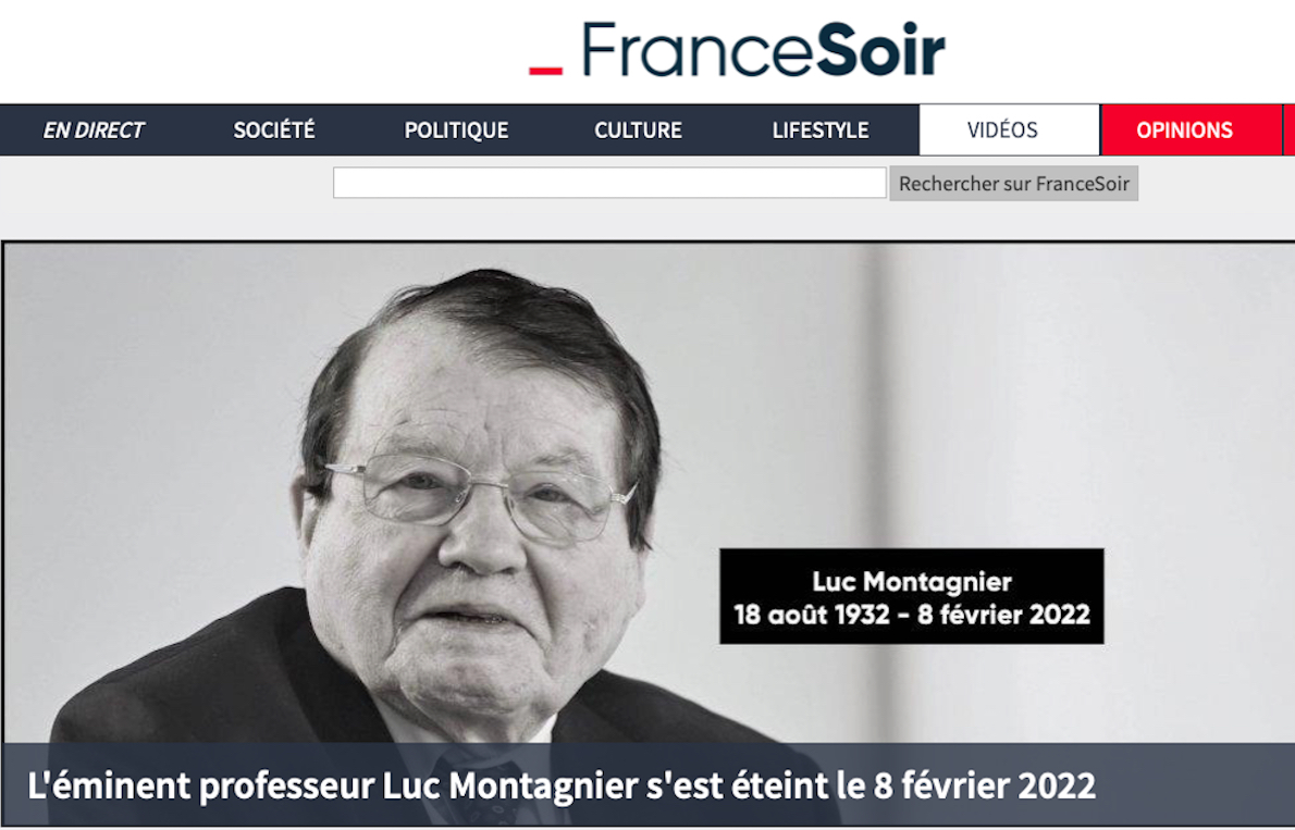 MONTAGNIER MORTO (video). TWEET DI RAOULT CONFERMA. Il Virologo Denunciò SARS-2 da Laboratorio e Vaccini Pericolosi