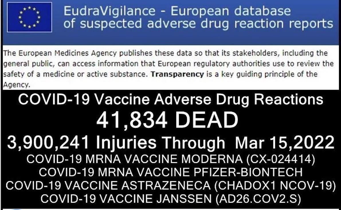 UE: STRAGE SILENTE DOPO VACCINI COVID. Quasi 42mila Decessi e 4milioni di Danneggiati secondo Dati EudraVigilance