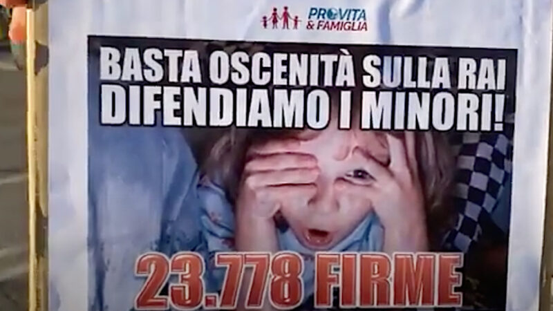 IMMAGINI GAY OSCENE SULLA RAI. Comitato Media e Minori sanziona la TV Statale dopo la Petizione di Pro Vita & Famiglia