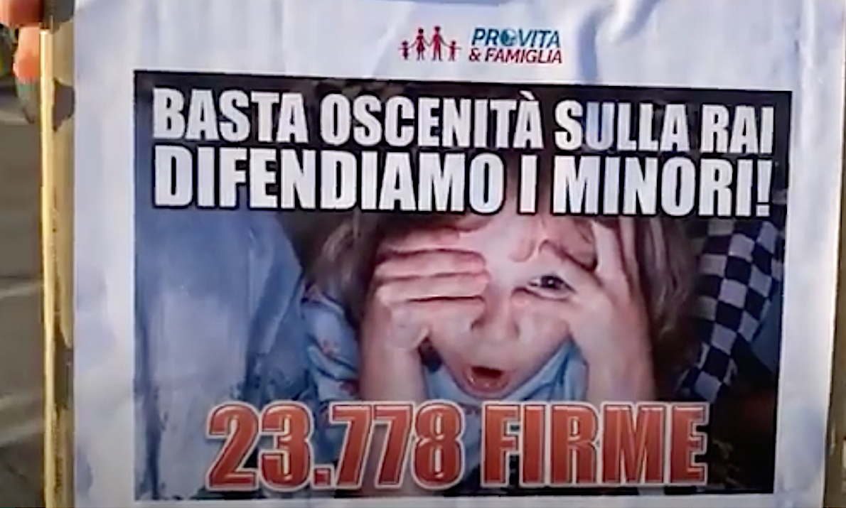 IMMAGINI GAY OSCENE SULLA RAI. Comitato Media e Minori sanziona la TV Statale dopo la Petizione di Pro Vita & Famiglia