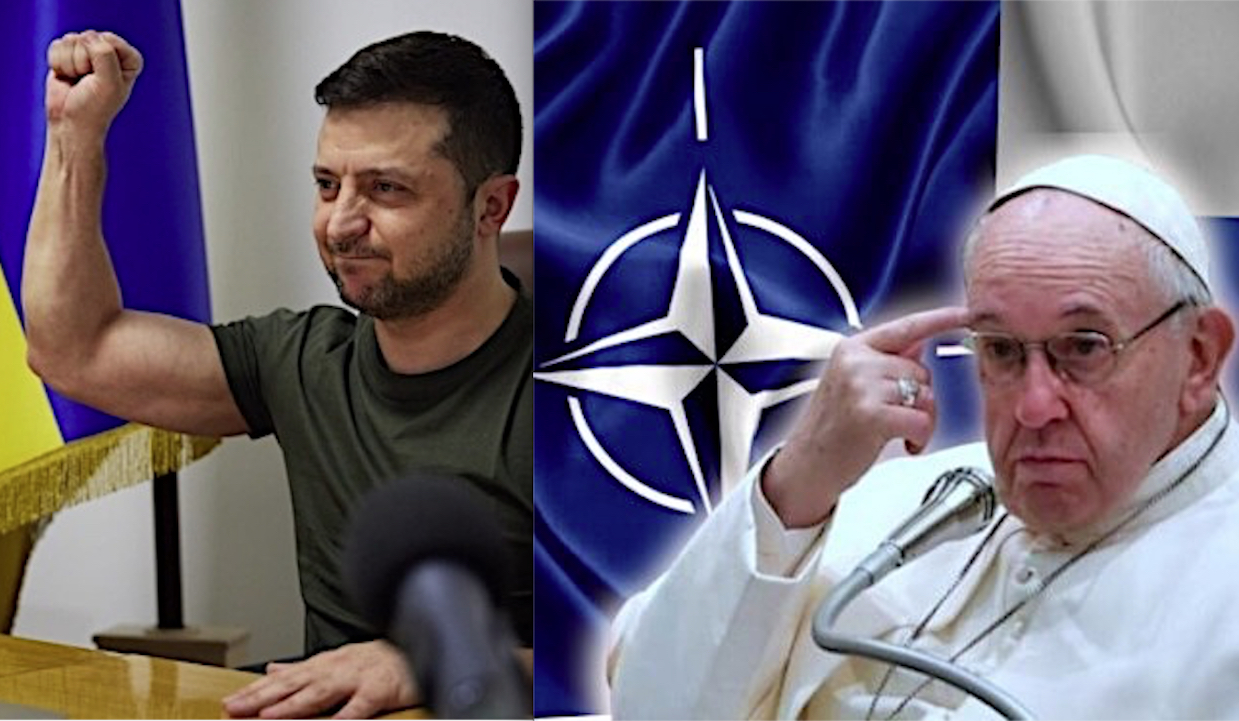 ANCHE IL PAPA STA COI NAZISTI DELL’UCRAINA. Vergognosa Solidarietà di Bergoglio a Zelensky, reclutatore pure dei Jihadisti ISIS