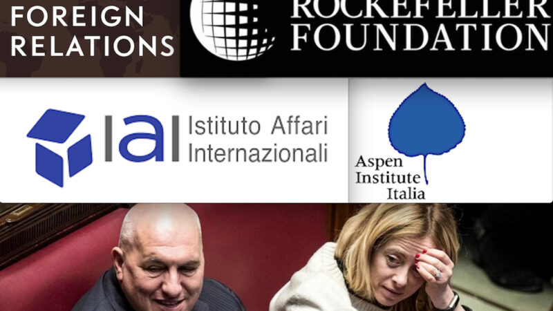 MELONI E CROSETTO NELLA CORTE DEI ROCKEFELLER. Lei nell’Aspen, lui nello IAI: partner di Think-Tank USA Covo di Lobby Armi & Big Pharma