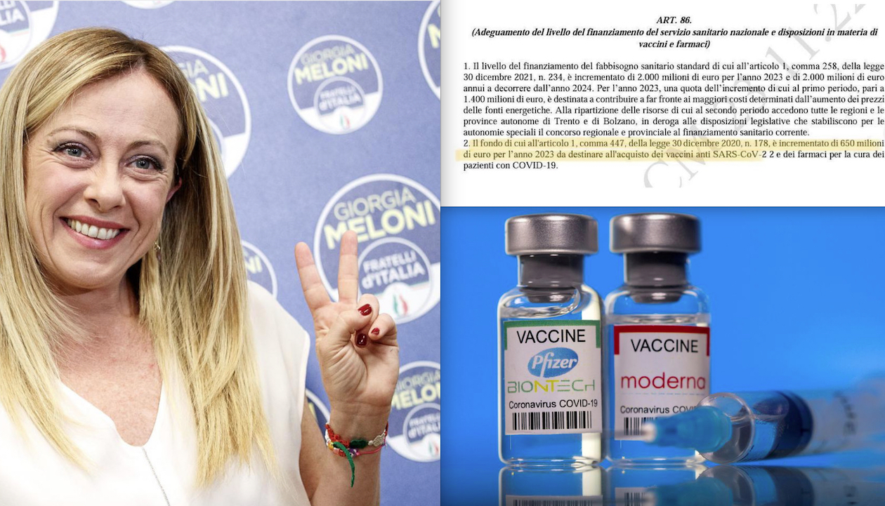 MELONI “RUBA” AI POVERI PER ARRICCHIRE LE BIG PHARMA: €650milioni in più di Vaccini coi Tagli al Reddito di Cittadinanza