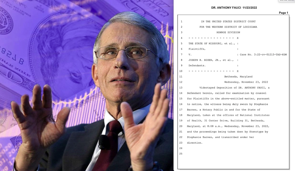 COSI’ FAUCI HA OCCULTATO LE VERITA’ SUL COVID. Testo dell’Interrogatorio coi Magistrati USA: “Lui Parlava, i Social Censuravano”