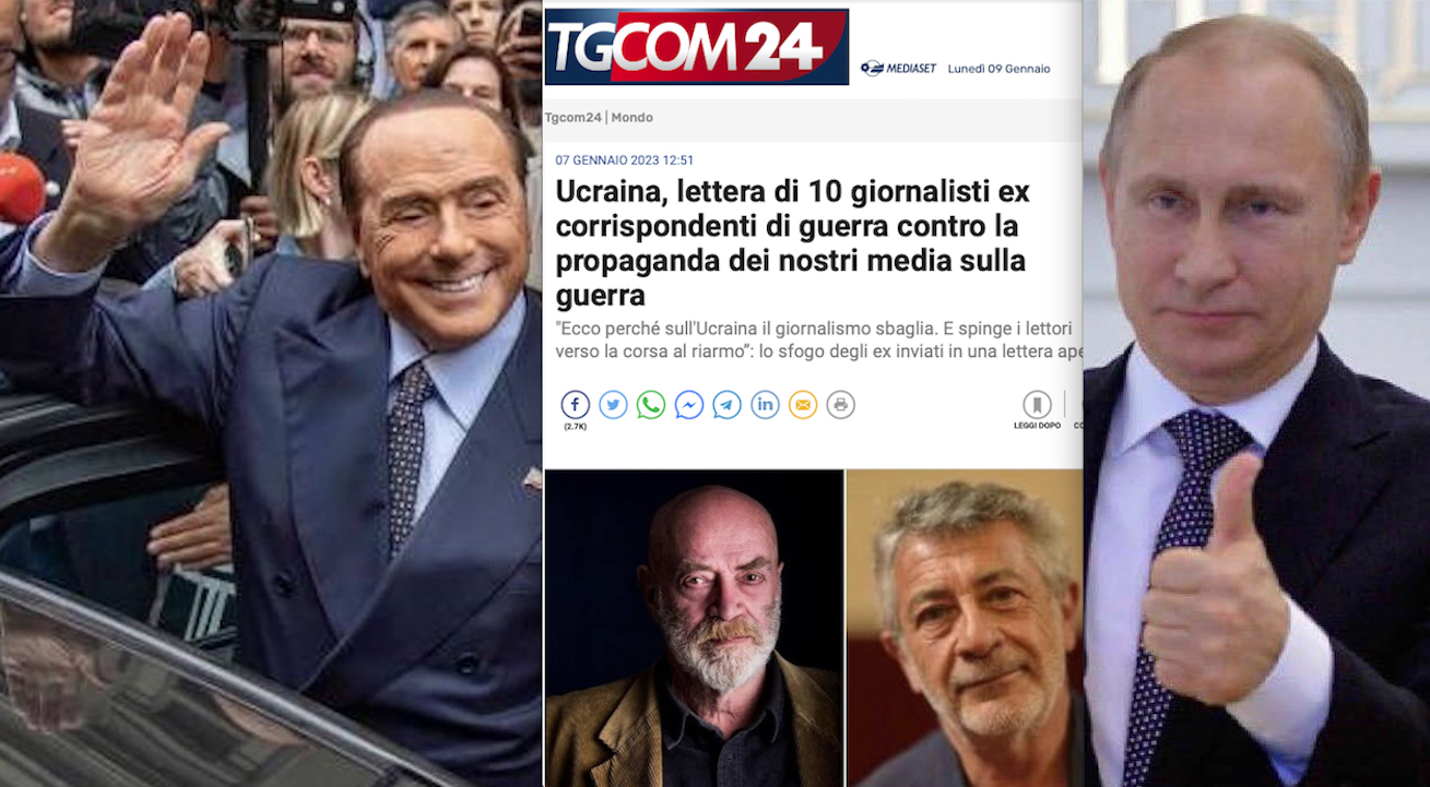 UCRAINA: MEDIASET RILANCIA APPELLO DI NOTI REPORTER PRO PACE E CONTRO RIARMO. Dono Natalizio di Berlusconi a Putin