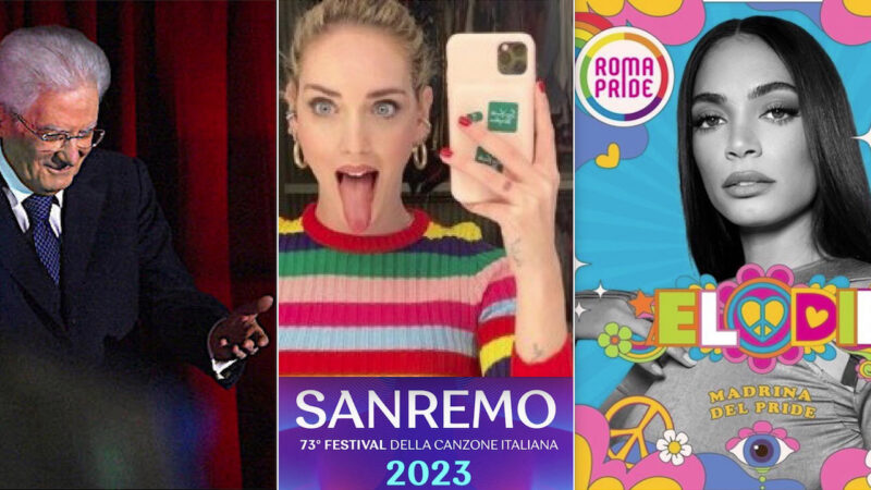 MATTARELLA A SANREMO CON LA LOBBY LGBT FERRAGNI-ELODIE. Petizione contro la RAI per il “Festival della Perversione”