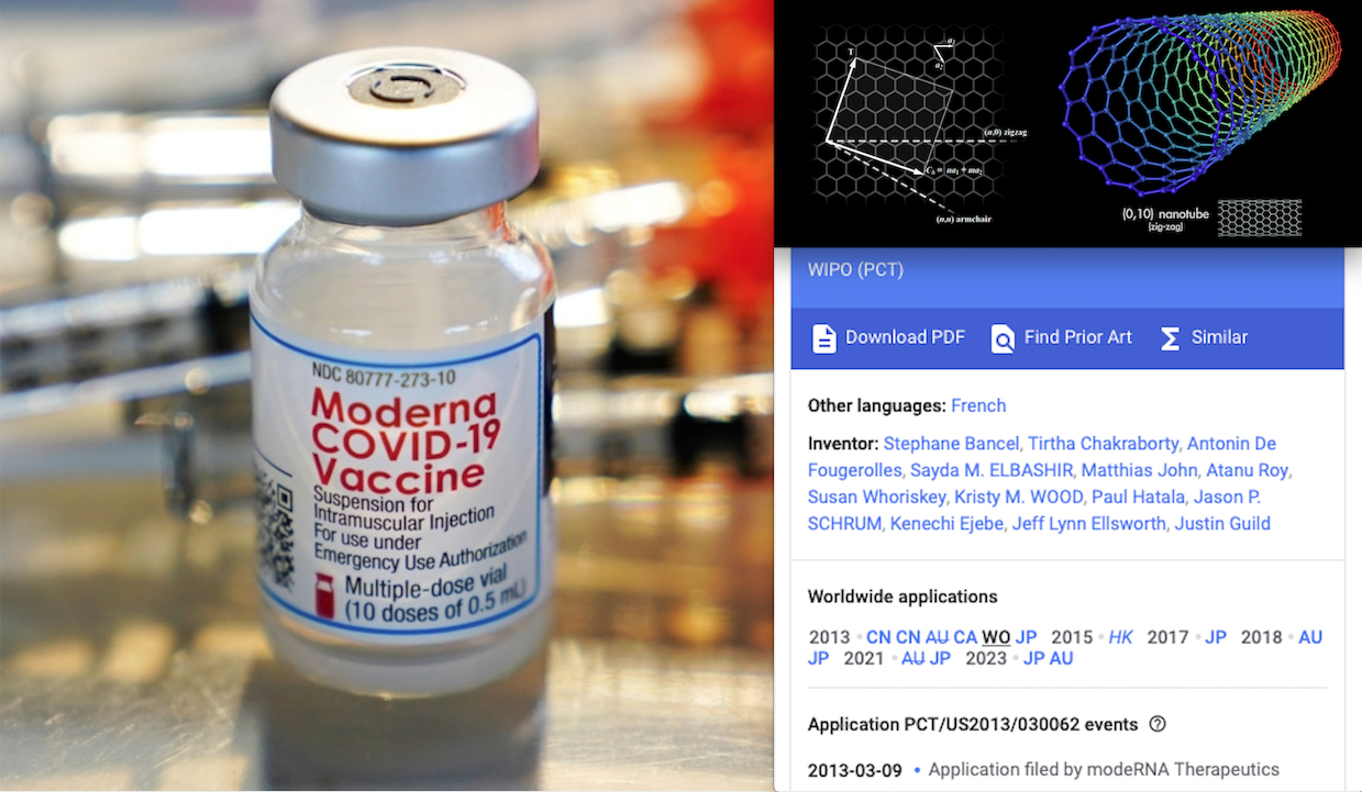 VACCINI & GRAFENE – 11. Clamoroso! Brevetto di MODERNA sui Pericolosi Nanotubi di Carbonio come Vettori mRNA negli Studi per lo Spikevax